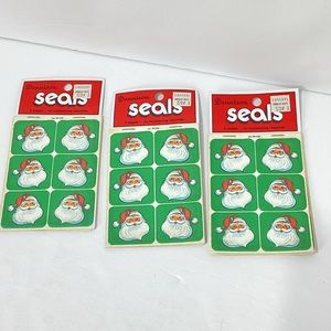 Vintage Dennison Christmas Santa Sticker Seals